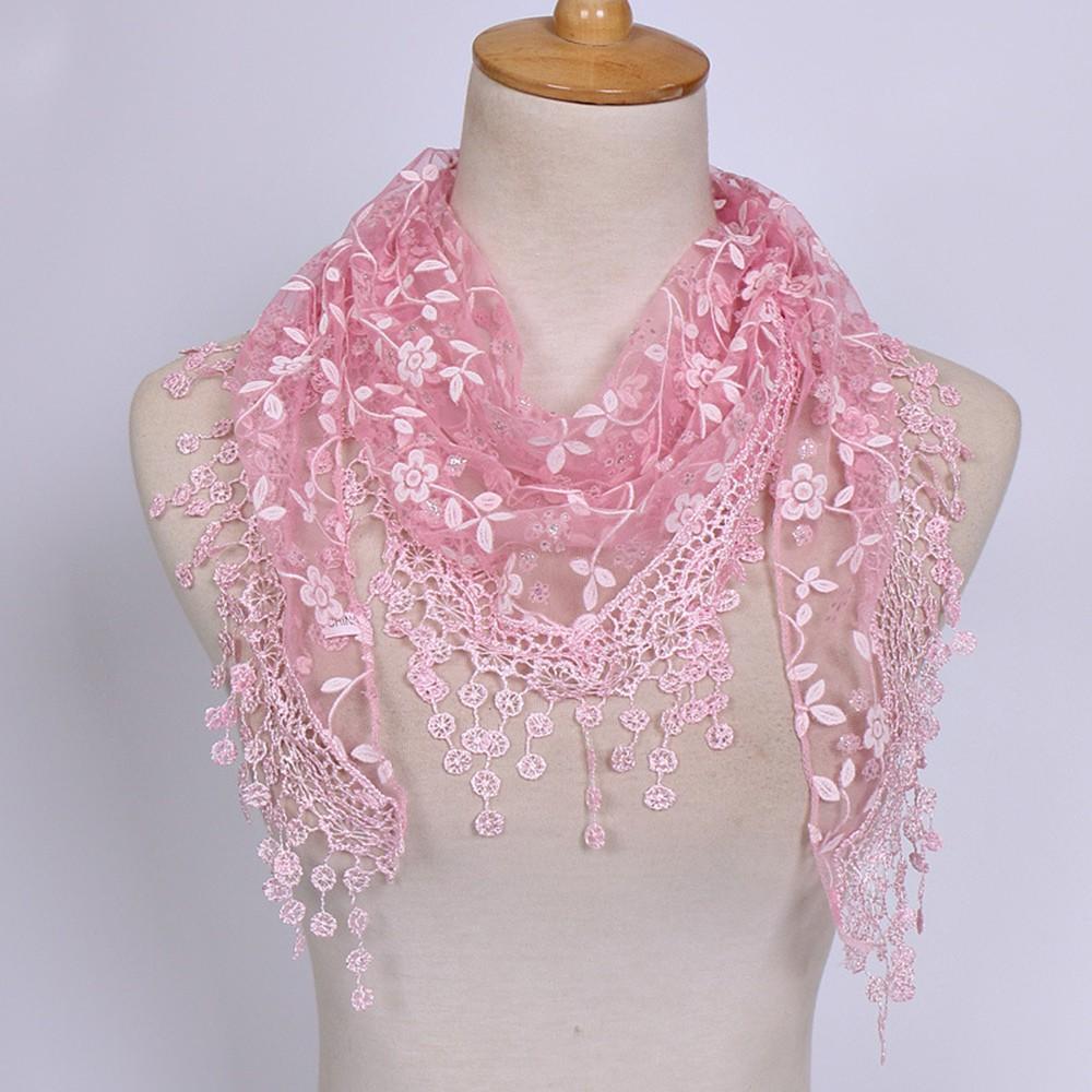 Casual Lightweight Scarf Floral Tassel Scarf Women's Triangle Scarf