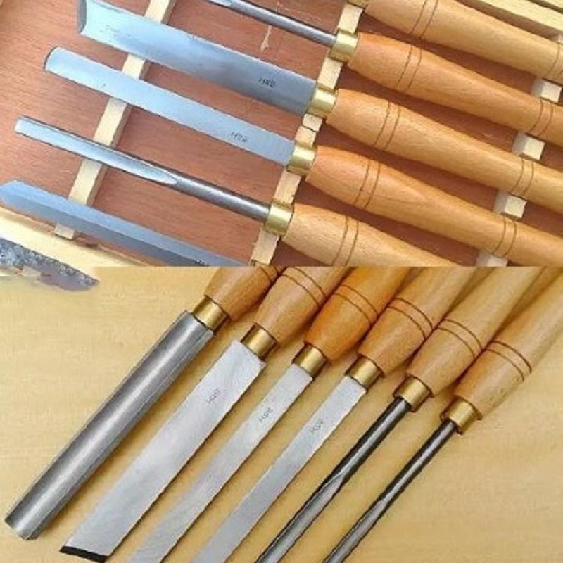 6 PCS Turning Knife Beech Handle Woodcut Knife Practical Craftsman Woodworking Turning Knife Multi-purpose Carving Tools