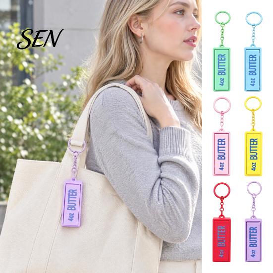 Colorful Backpack Ornament Butter Bar Fidget Keychain, Clicker Toy for Stress Relief, Cute Portable PLA Accessory Macaron Color Bag Charm, Novelty