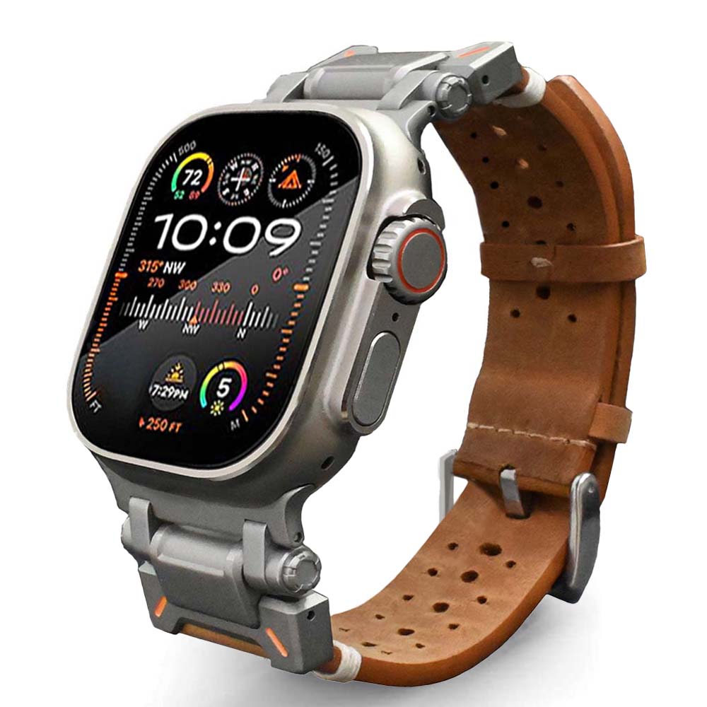 Titanium Color Band for Apple Watch Ultra 3 2 49mm Genuine Leather Strap for iWatch Series 11 10 9 8 se 46mm 45mm 44mm Bracelet