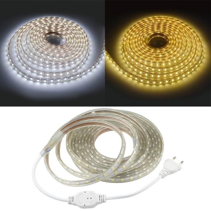 1M Waterproof SMD 5050 LED Strip 220V 230V 60leds/m Flexible Tape Rope Light