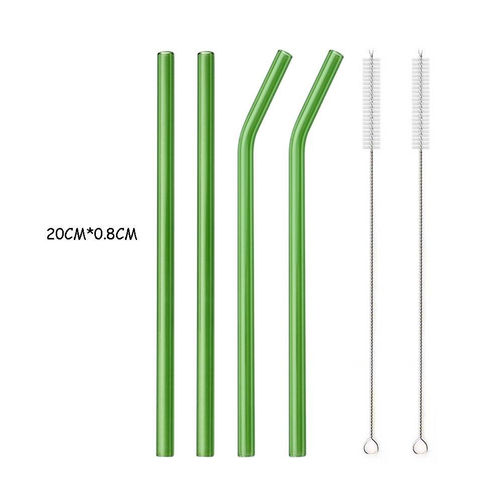 Ekologické brčko s vysokým obsahem borosilikátového skla Barevná opakovaně použitelná brčka pro koktejly Smoothie Příslušenství ke koktejlovému baru s čisticím kartáčem