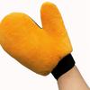Two-Sided Corals Fleece Car Wash Gloves, Pair of Hand Cleaning Mitts with Orange and Gray Sides for Vehicle Washing and Kitchen Counter Wiping