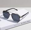Men's Retro Half-Rim Square Sunglasses, Metal Frame Gradient Lens UV Protection Fashion Casual Outdoor Driving Eyewear