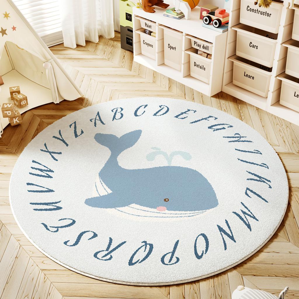 Cartoon Style Bedroom Decor Round Carpet Animal Patterns Carpets for Living Room Fluffy Soft Children Floor Mat Thick Plush Rug