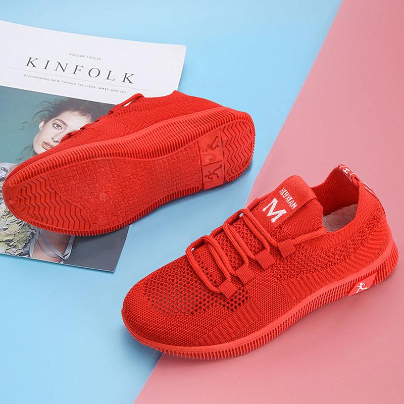 

Новые летние туфли женские туфли сетчатые дышащие повседневные туфли тканевые туфли спортивные маленькие красные туфли черные рабочие туфли на мягкой подошве 35 красный