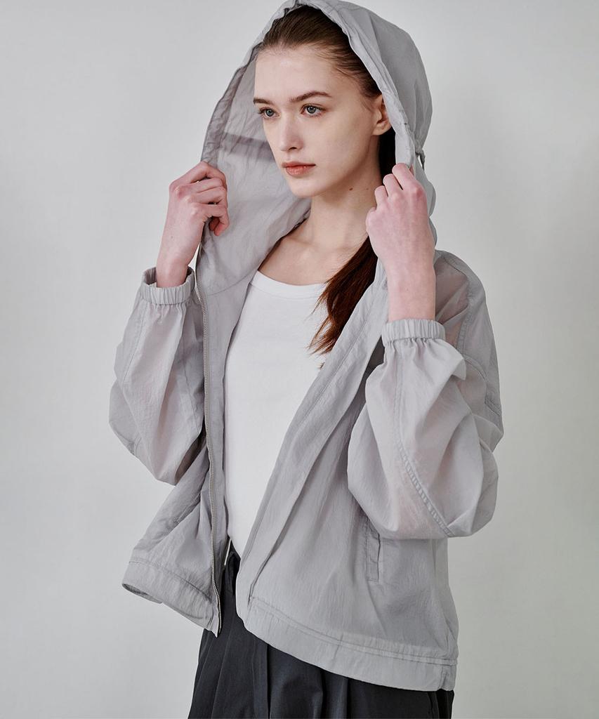 Maloupe 6316 Crop Hooded Lightweight Jumper (Grey)