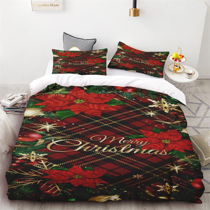 Duvet Cover Christmas Snowflakes Black Background Three Piece Collection One Quilt Cover Two Pillowcases Single Double Queen King