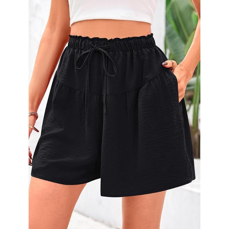 

JKASHDK Женские модные повседневные спортивные шорты с принтом однотонного цвета и высокой талией XXL чёрный