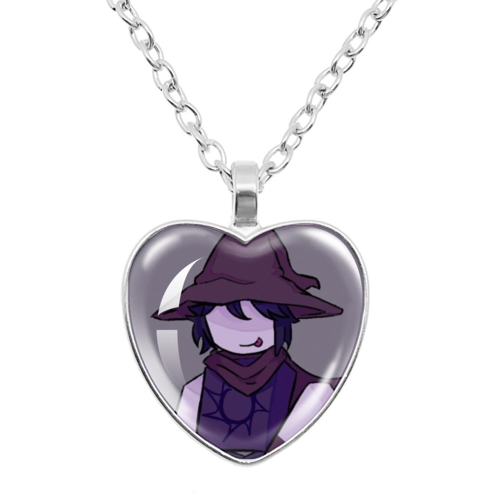 Game Forsaken Azure Anime Azure x Two Time Fanart Funny MeMe Glass Heart Shape Pendant Necklace Jewelry Charm Collect Gift