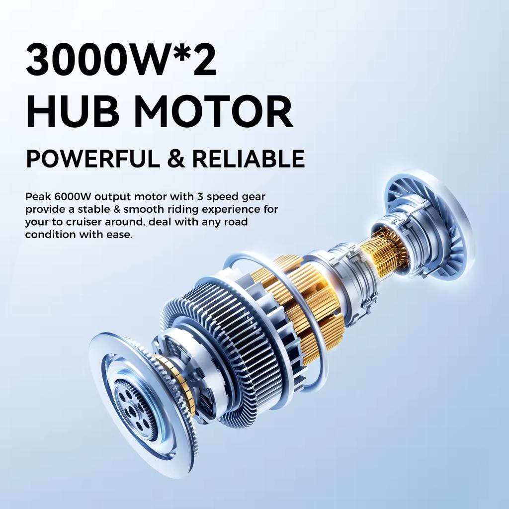 Patinete eléctrico H8 todoterreno motor dual 6000W batería 60V 28Ah suspensión dual delantera y trasera neumáticos todoterreno de 11 pulgadas alta veloci
