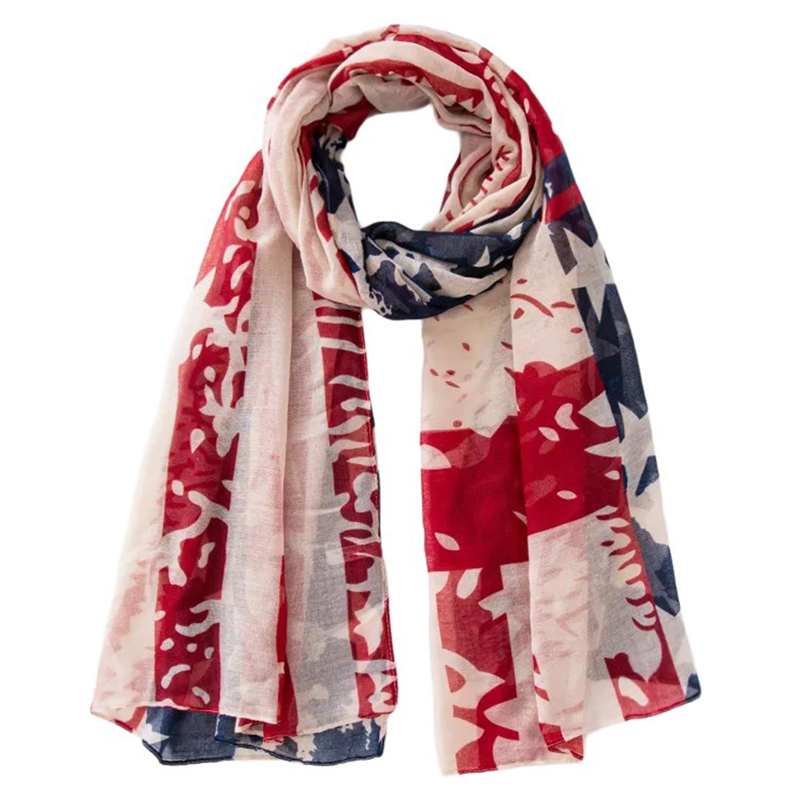 

Stylish Scarf Shawl Neckerchief Head Scarf Star Print for Independence Day Star Headscarf, Versatile and Soft