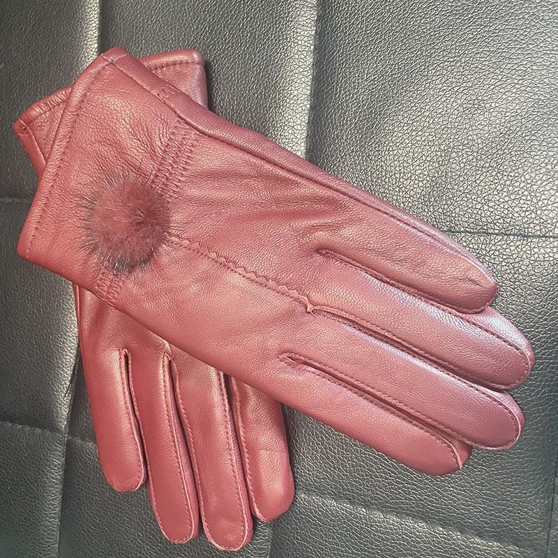 Womens Sheepskin Leather Gloves Winter Warm Fleece Lined Touchscreen Compatible Motorcycle Riding
