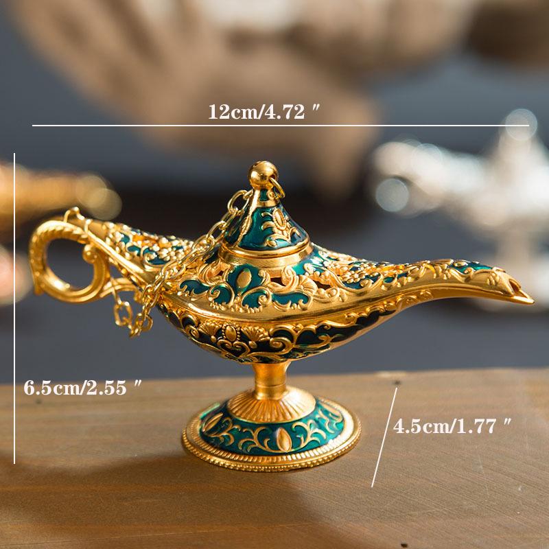 12cm(4.7")Classic Rare Hollow Legend Aladdin Magic Genie Lamps Incense Burners Retro Wishing Oil Lamp Home Decor Gift