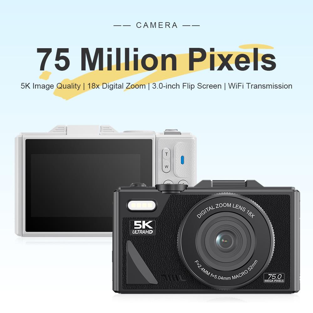 Neue 3-Zoll-Klappbildschirm-WLAN-HD-Digitalkamera: 75MP, 5K Video, 18x Zoom