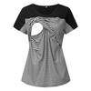 Women Maternity Short Sleeve Striped Layer  T-shirt Top For Breastfeeding