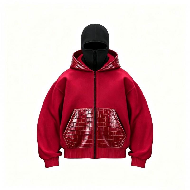 Oversized Hooded Zip-Up Sweatshirt With Color-Block