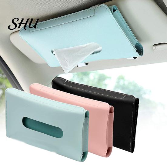 Visor Tissue Dispenser Car Box High Capacity Durable Fine Texture Space-saving Wear-resistant Store Holder Paper Towels Faux Leather Practical for