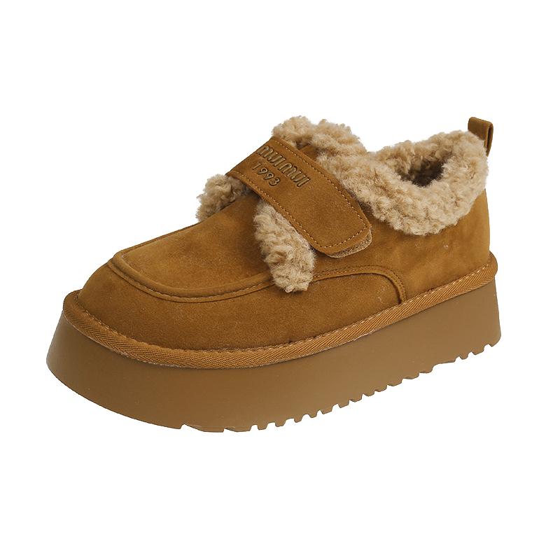 Warm Lamb Wool Cotton Padded Shoes Women Flat Thicken Plush Winter Boots Woman Non Slip Thick Bottom Ankle Snow Boots