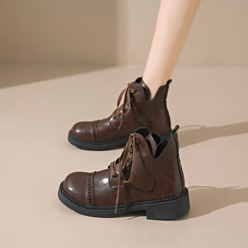Fashion Retro Style Booties Non Slip Black Chunky Heel Large Size Warm Ankle Boots for Women New In Sale Pu Autumn Hot Woman Short Shoes