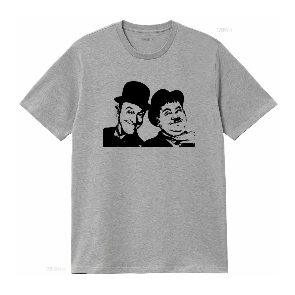 Laurel N Hardy Face Vector Funny Movie Retro Friend Happy T Shirt New Long Or S Vintage Washed Top For Everyday Wear Soft
