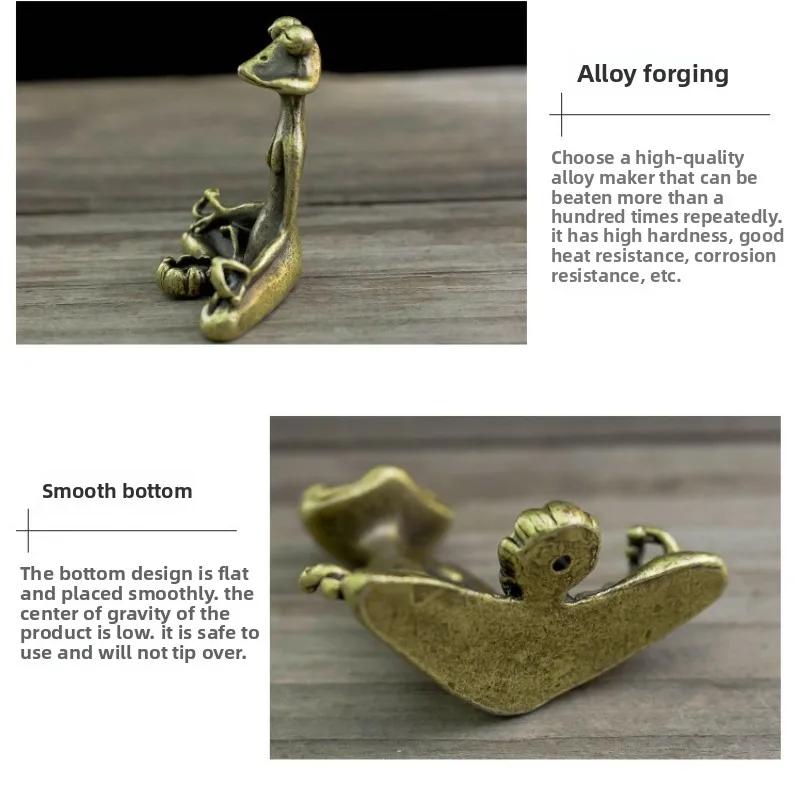 Retro Copperware Incense Socket Zen Frog Ornaments Solid Pure Copper Frog Tea Pet Incense Holder Ornaments