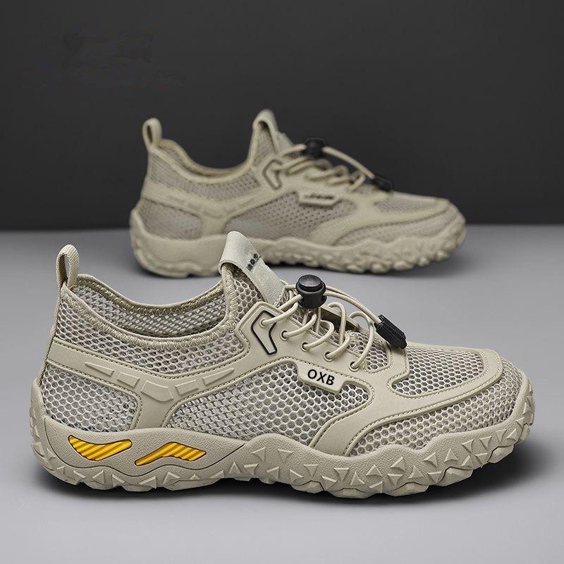 Men's Summer Breathable Mesh Soft Sole Non-Slip Low-Top Casual Outdoor Hiking Water Shoes.