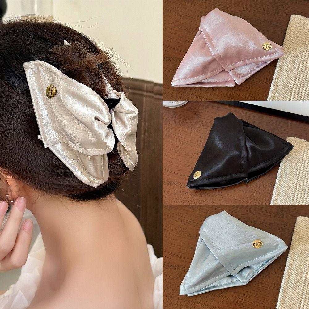 Satin Cloth Shark Clamp Simple Shell Hair Accessories Fashion Ponytail Hair Clip  Back of Head
