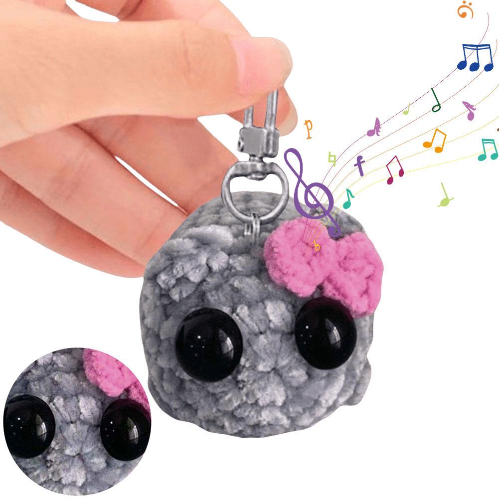 Cute Knitted Sad Hamster Doll Cartoon Knitting Pendant Crochet Sad Hamster Meme Kawaii Girl Hamster Handmade Doll for Kids Gift