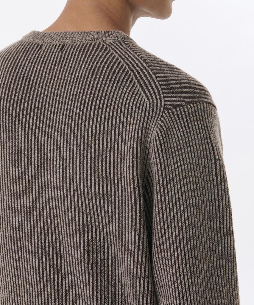 MUSINSA STANDARD Two-Tone Ribbed Crew Neck Knit [Taupe/Heather Brown]