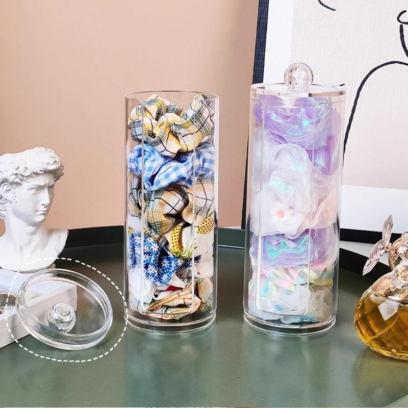 Transparent Acrylic Hair Tie Display Organizer Headband Hair Tie Holder With Lid