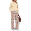 Women's Casual Printed Long Sleeve Pajama Set with Round Neck Loose Fit and Pockets