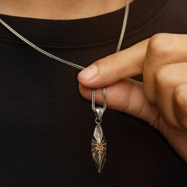 Men's Wishing Stone Necklace Light Luxury Versatile Handsome High-End Accessory Trendy Advanced Minimalist Jewelry