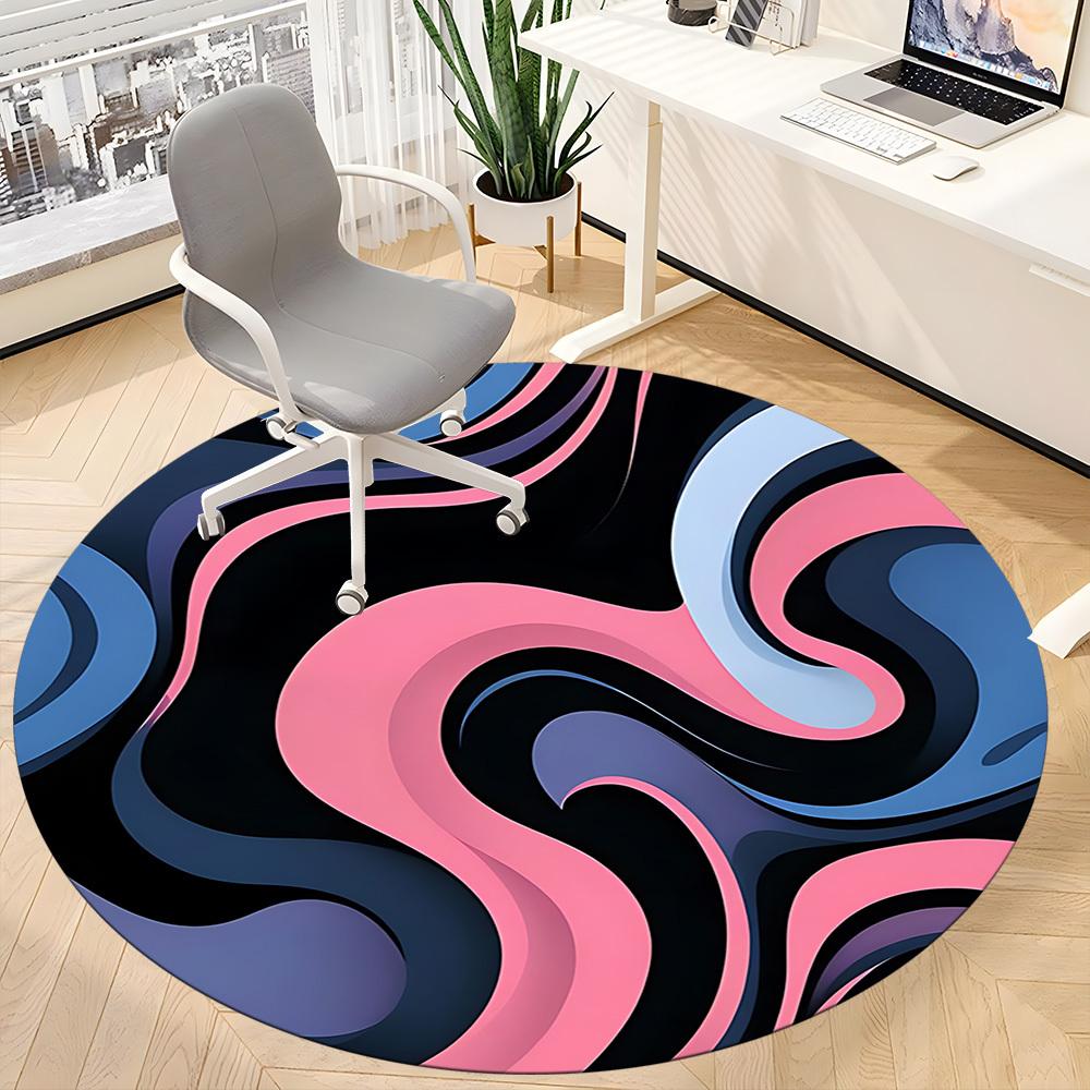 1pc Abstract Swirls Carpet, Round Non Slip Durable Large Size Office Carpet, Suitable for Office
