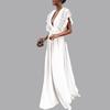 2026 European Women's Flutter Sleeve V-Neck Backless Long Dress
