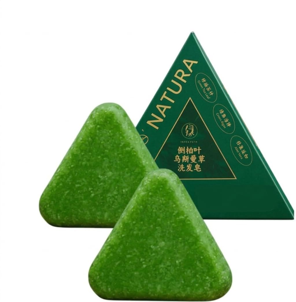 

Nativya Seven Green Soap, Natural Herbal Cleansing Bar, Triangle Shape, Green, 100g, 2 Count