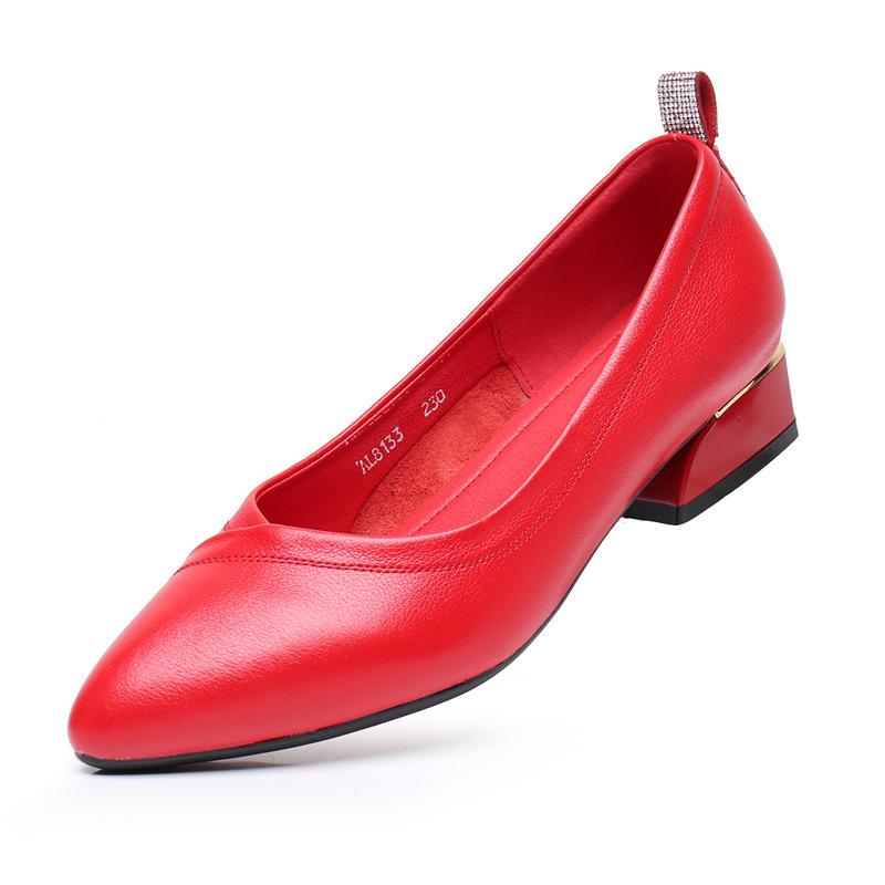 GKTINOO Genuine Leather Pumps Comfort Office Lady Shoes Female 2025 Spring Autumn Pointed Toe Low Heel Soft Women's Work Shoes