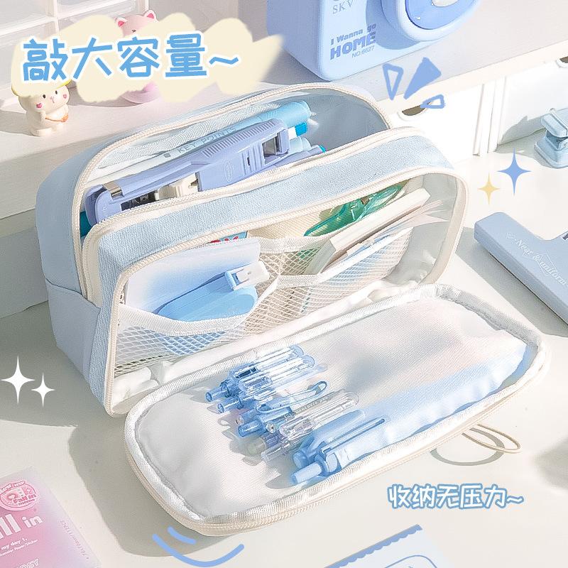 Pencil Bag Gentle Lazy Wind Student Stationery Bag Soft Girl High Value Girl Junior High School Ins Wind Large Capacity
