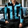 Men's Shirt Color Block Lapel Long Sleeved Shirt Abstract Geometric Print Slim Fit Shirt Light Business Daily Casual