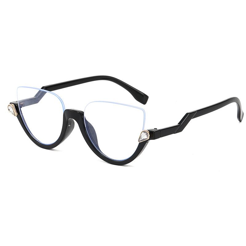 

Latest Half Frame Cat Eye Sunglasses Ladies Decorate Diamond Luxurious Sun Eyeglasses Women Brand Style Designer Glasses UV400 Oculos De Sol As shown in the figu