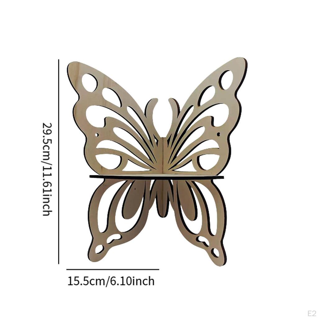 Butterfly Shape Corner Shelf Display Decor Wood Wall Storage Rack for Dorm Living Room