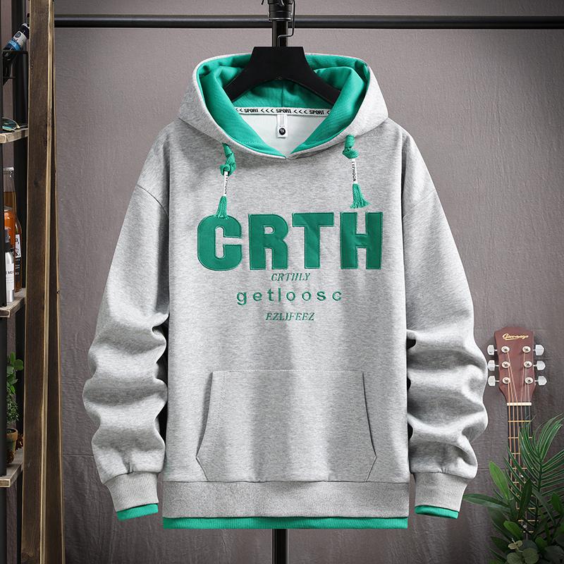 Huggorm Herr Huvtröja - Avslappnad, Tjock Sammet, Lös Passform, Trendig Ungdomsstil för Vår och Höst.