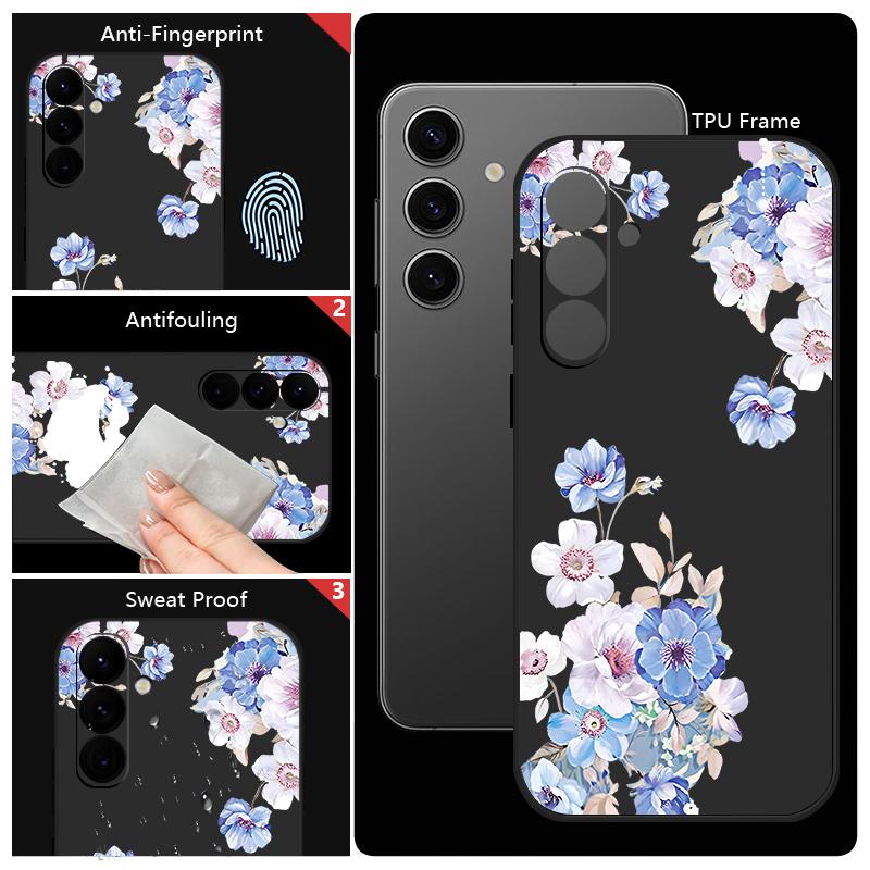 Soft TPU Flower Pattern Case For Samsung Galaxy S25 S22 S23 S24 Ultra S24 FE A56 A55 A53 A54 A15 A16 A36 5G Silicone Phone Cover