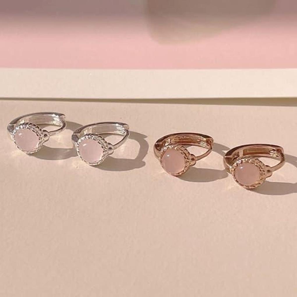 

Women s Surgical Steel One-Touch Gemstone Hoop Earrings Holly Silver White