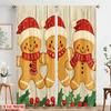 2pcs  2D plane printing Light Filtering Curtains Gingerbread Friends Christmas Holly (2) 100% Polyester (without rod) Festive for