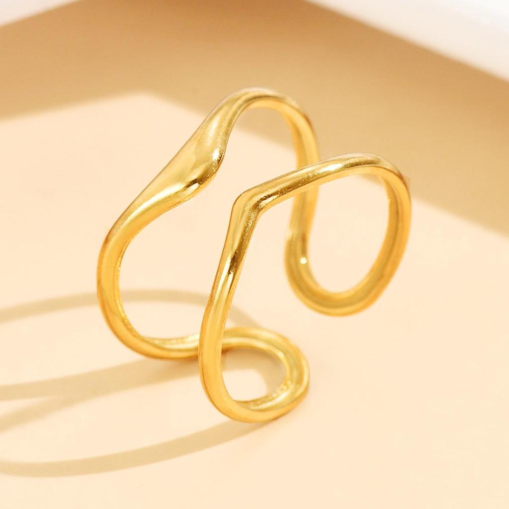 Women's Stainless Steel Open Band Ring - Minimalist, Stackable, Cold Style Jewelry