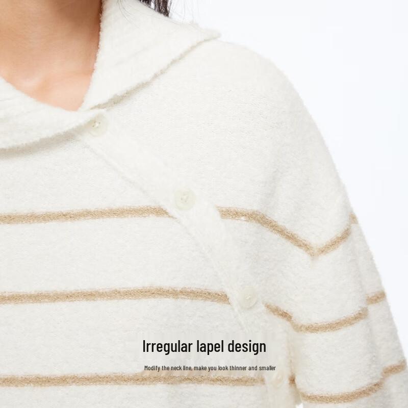 VEROMODA Women's Asymmetric Lapel Color Block Wool Blend Sweater