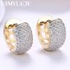 925 Sterling Silver 18K Gold Round Hollow Zircon Earrings for Women Charm Jewelry