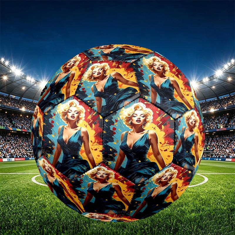 Marilyn Monroe Print Size 5 Soccer Ball, PU Wear Resistant Football for Match Training and Daily Practice, Birthday Gift for Soccer Fans