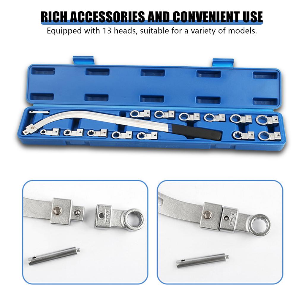 Belt Remove and Install Adjust Tightener Wrench tools with E10/12/14/16/18 Drive Adapters for Engine Belt Adjustment